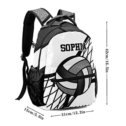 Personalized Custom Volleyball Black White Backpack Lightweight Travel Hiking Causual Bag With Name - color: Design 2