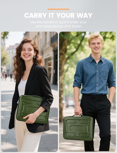 DOMISO 14 inch Laptop Sleeve with Handle Shockproof Computer Bag Waterproof EVA Protective Carrying Case for 14" ThinkPad E480/Yoga 920/13.5" Microsoft Surface Book/HP Pavilion 14 Stream 14, Green - color: Green, size: 14 inch