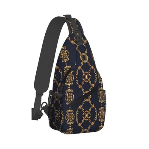 Gold Chains Outdoor Crossbody Shoulder Bag For Unisex Young Adult Hiking Bicycling - color: 6