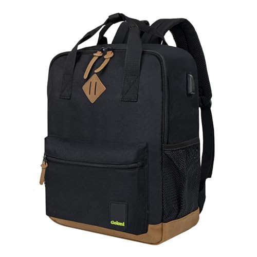 Goloni Small Carry On Travel Backpack with USB Charging Port, Lightweight Water Resistant Mini Carry-on Backpack for Men Women, Compact Personal Everyday Backpack,Black - color: Black