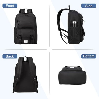 VASCHY Backpack for Men, Unisex Large Fashion Schoolbag Book bag Rucksack for High School/College/Work/Travel/Commuter Black - color: Black