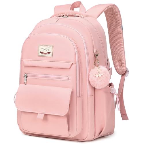 Laptop Backpack 15.6 Inch College Backpacks for Women, School Backpack for Girls,Students Aesthetic Anti Theft Travel Daypack Large Bookbags Middle High School Back Pack(Pink) - color: Pink