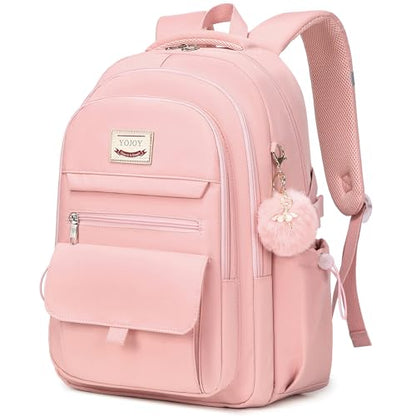 Laptop Backpack 15.6 Inch College Backpacks for Women, School Backpack for Girls,Students Aesthetic Anti Theft Travel Daypack Large Bookbags Middle High School Back Pack(Pink) - color: Pink