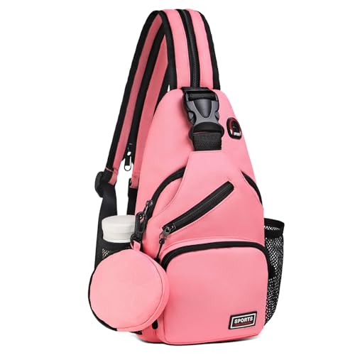 Convertible Sling Bag with Coin Pocket, 7.9" Tablet Crossbody Mini Backpack with Headphone Jack Casual Pack for Women Men Travel, Pink - color: Pink, size: Small