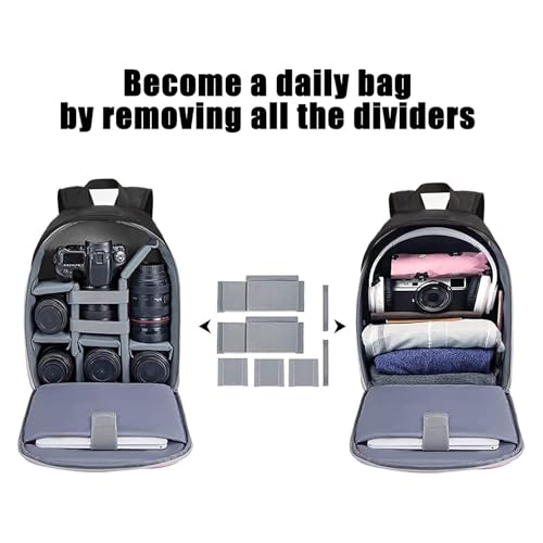 CADeN Camera Backpack Bag Professional for DSLR/SLR Mirrorless Camera Waterproof, Camera Case Compatible for Sony Canon Nikon - color: Black, style: 2.0 Small