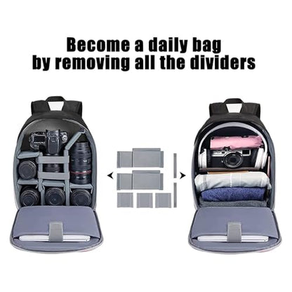CADeN Camera Backpack Bag Professional for DSLR/SLR Mirrorless Camera Waterproof, Camera Case Compatible for Sony Canon Nikon - color: Black, style: 2.0 Small