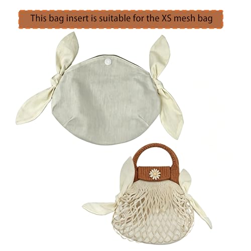 Handmade Bag Insert Organizer Drawstring Mesh Bucket Bag Inner Insert Organizer Multi-Functional Net Bags Inner Bag Insert for Net Bags (XS) - size: XS