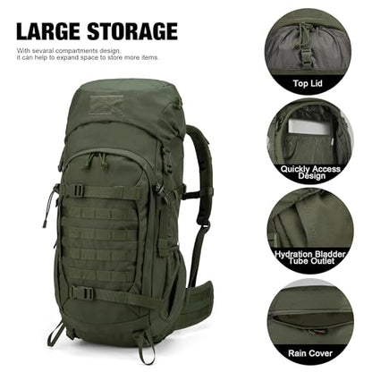 Mardingtop 50L Hiking Backpack,Backpacking Backpack with Rain Cover for Hiking,Backpacking,Rucking,Camping,Survival - color: Ranger Green