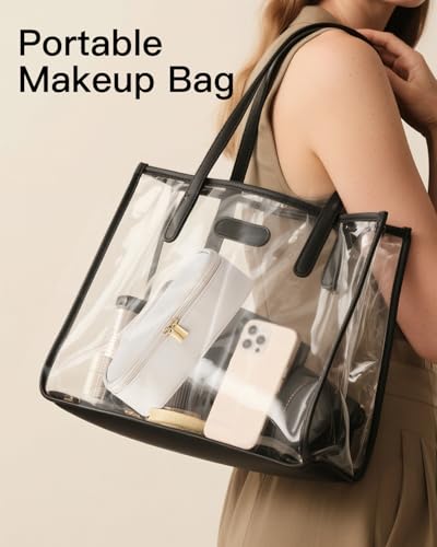 VLANDO Travel Makeup Bag,Small Makeup Pouch Cosmetic Bag for Women Makeup Organizer Bag Gifts for Women Girlfriend Teacher Mom Brithday Gifts-White - color: 01-White