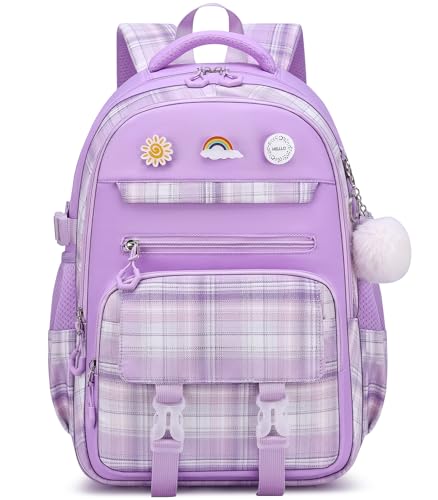 MOMUVO Girls Backpack with Lunch Box, Backpacks for Teen Girls, Backpack and Lunch Box Set - color: Purple Sets