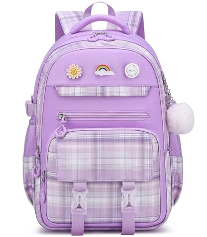 MOMUVO Girls Backpack with Lunch Box, Backpacks for Teen Girls, Backpack and Lunch Box Set - color: Purple Sets
