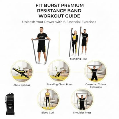 Premium 76 Inch Extended Length Resistance Band - 120 lbs Heavy Duty Fabric Exercise Band for Vertical Jump Training, Basketball & Full Body Workout - Non-Slip Long Stretch Band for Tall Athletes - color: Gray