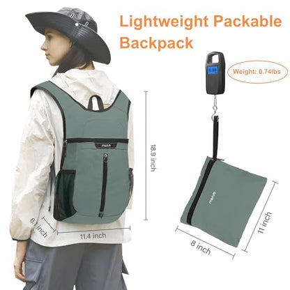 MOSISO Lightweight Hiking Daypack Packable Travel Hiking Backpack, Foldable Shoulder Bag with Front Vertical Pocket - color: Antique Green, size: Small