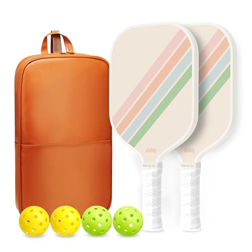 Pickleball Paddles Set of 2/4- USAPA Approved Graphite/Fiberglass Pickleball Racket, 2 Pickleball Rackets, 4 Balls and 1 Portable Carry Bag, Aesthetic Pickle Ball Set for Men Women Beginners - color: 2 Macaron Twill | Warm Orange | Graphite