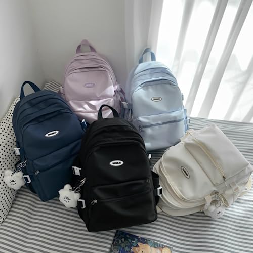 VTTDB Kawaii Backpack with Cute Accessories Casual Aesthetic Daypack Simple Laptop Bag Waterproof Travel Rucksack for Women (purple) - color: Purple