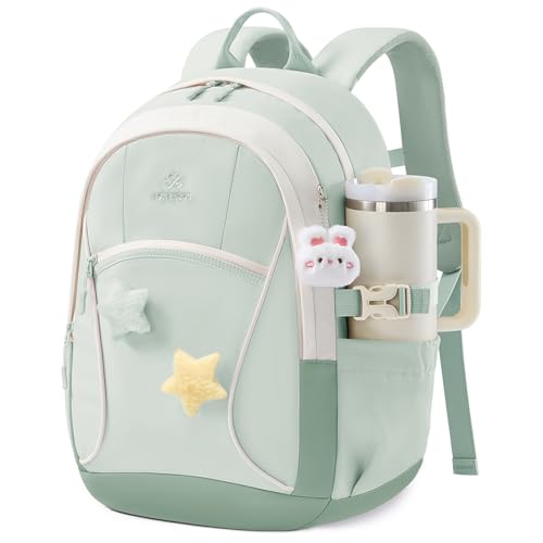 LOVEVOOK School Backpack for Teen Girls & Kids, Lightweight Large Capacity Waterproof Bookbag with 15.6" Laptop Compartment, Cute Ergonomic Bag for Elementary Middle School Students - color: Mint Green, size: 16 inch