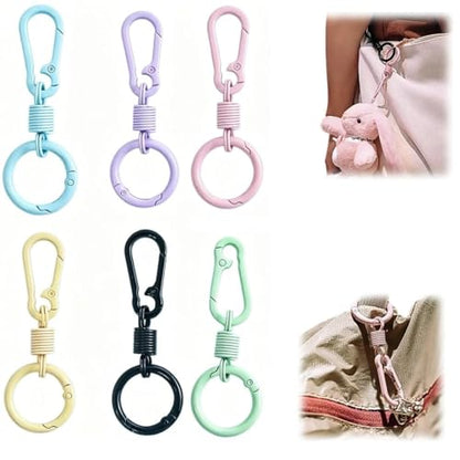 Anti-Theft Zipper Clips 6 Pcs, 6 Colors - Durable Zinc Alloy Locking Carabiners for Travel & Backpack Security, Universal Fit, Multi-Use