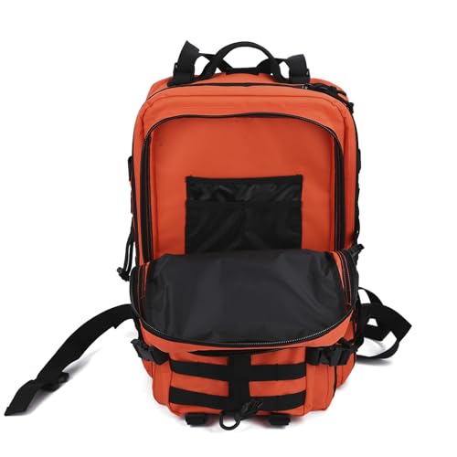 REEBOW GEAR Military Tactical Backpack for Men Large Army 3 Day Assault Pack Molle Hiking Daypack Bag (Orange-black) - color: Orange-black