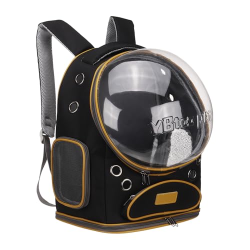Pet Backpack Carrier, Portable and Ventilated, Oxford Cloth, Dog Cat Travel Bag with Transparent Cover 12.6", (Black, 1 Pcs), Intended for Hiking/Camping/Traveling - color: Black
