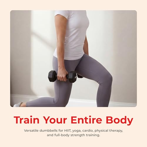 Sunny Health & Fitness Neoprene Coated Hex Shaped Dumbbell Non-Slip Fitness Weights for Home Gym Exercise, Full Body Workout Strength Building, Weight Loss, Sold in Pairs - Sizes - 2LB, 5LB, 8LB, 10LB - style: 10 Pounds