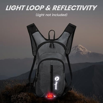 Nepest Hydration Pack Backpack for Women & Men, Lightweight Water Backpack with 2L Water Bladder for Hiking Cycling Running Biking - color: Dark Gray