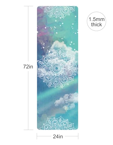 nuveti Printed Travel Yoga Mat-1/16 Inch Thick Non Slip Fitness Workout Mat with Carrying Bag, Foldable Lightweight Suede & Natural Rubber Yoga Mat for Yoga Pilates and Fitness 72" L x 24" W x 1.5mm - color: RuiQiXiangYun