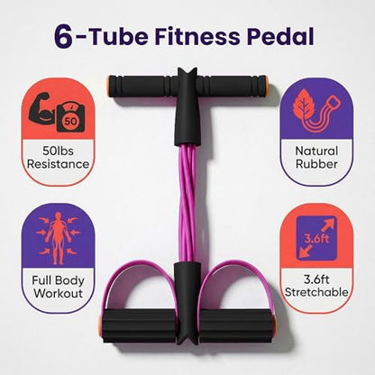 Pedal Resistance Bands with Handles, Multifunction Tension Rope for Arm, Leg, Waist and Shoulder Training - color: Pink