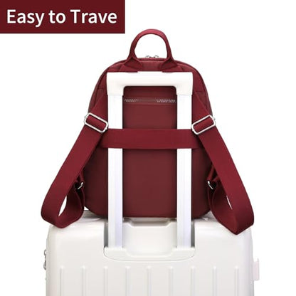 Tanweibago Mini Nylon Women Backpacks,11L Small Ladies backpacks Casual Lightweight Women Shopping Travel Daypack (Wine Red) - color: Wine Red