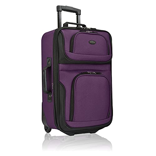 U.S. Traveler Rio Lightweight Softside Rolling Carry-on Suitcase, 2-Wheel Single, Purple - color: Purple, size: 21"