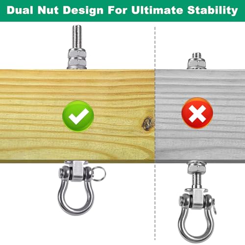 SELEWARE Heavy Duty Bearing Swing Hangers, 6 Pack Stainless Steel Swing Set Hooks for Wood and Steel Beam, for Hammock, Yoga Swing, Porch Swing, Heavy Bag, 5" x M2/5", 1500LB Capacity - color: 6 Pack Bearing Hangers (5" X M2/5" Threaded Rod)