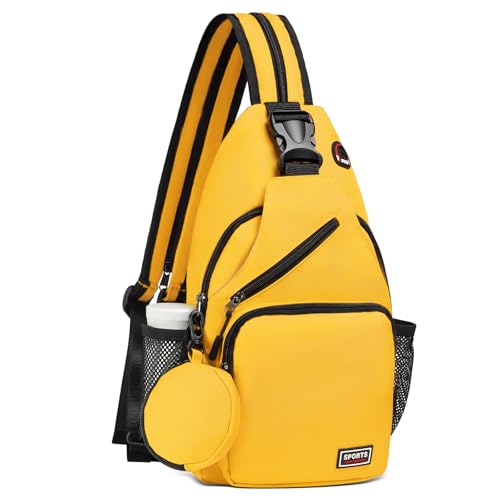 Convertible Sling Bag with Coin Pocket, 11" Tablet Crossbody Mini Backpack with Headphone Jack Casual Pack for Women Men Travel, Yellow - color: Yellow, size: Large