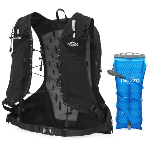 IX INOXTO Hiking Hydration Backpack with 2L/3L Water Bladder for Women and Men18L/25L Water Backpack for Hiking, Cycling, Climbing, Camping - style: Black-White-2L Water Bladder
