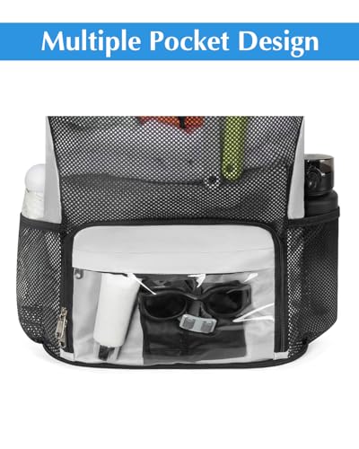 Drawstring Backpack Sandproof Beach Backpack with Shoe Compartment & Wet Pocket Waterproof Mesh Swim Bag Pool Bag for Gym, Travel and Workout Gear (Beige) - color: Beige
