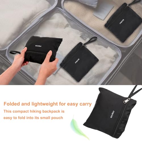 MOSISO Lightweight Hiking Daypack Packable Travel Hiking Backpack, Foldable Shoulder Bag with Front Vertical Pocket - color: Black, size: Small