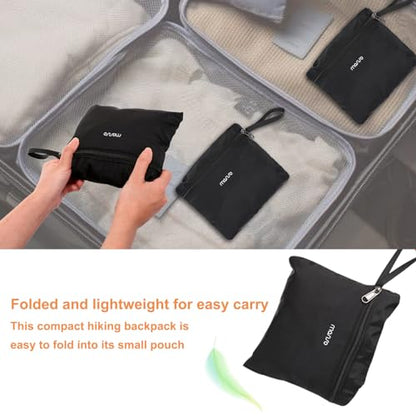 MOSISO Lightweight Hiking Daypack Packable Travel Hiking Backpack, Foldable Shoulder Bag with Front Vertical Pocket - color: Black, size: Small
