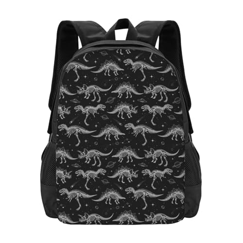 Lightweight Polyester Daypack Funny Dinosaur Skeleton Black, Anti Theft Large Capacity Travel Hiking Backpack Unisex Carry On Bag for Outdoor Commute Business Use - color: Design (1321)