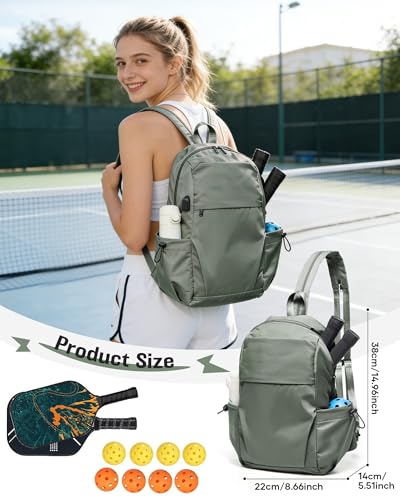 SEAFEW Green Latge Pickleball Sling Bag for Men and Women, Lightweight Pickleball Crossbody Backpack with Skin-Soft Fabric & Water Bottle Holder, - color: H- Large Green