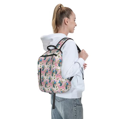 Casual Travel Rucksack Beautiful Peacock Pink, Self-Standing, Mesh Side Pockets, for Cycling & Weekends - color: Picture (48)