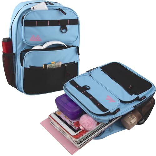 Summit Ridge Travel Backpack for Men and Women, Spacious Work Daypack with Water Bottle Pockets (Light Blue) - color: Light Blue