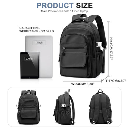Black Backpacks For School Women Men,Lightweight College Backpack With Lots Of Pockets,Simple Middle School Bag,Cute Bookbag For Teens Boys Girls - color: A1-black