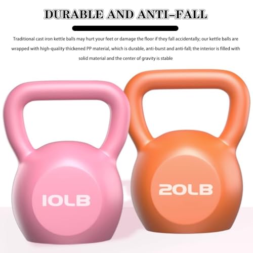 Kettlebell Weights Women's Fitness Shaping Kettle Bells, Gym Strength Training Dumbbell, Swing/Deadlift/Squat, Protect The Floor(Orange-20LB) - color: Orange-20lb
