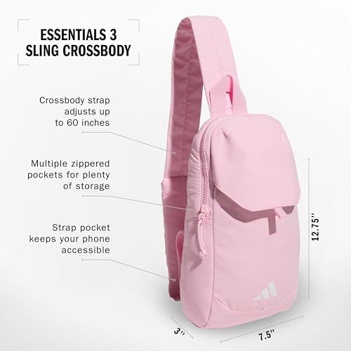 adidas Essentials 3 Crossbody – Sling Bag with Phone Pocket - color: True Pink