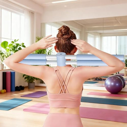 Yoga Postures Stick – Yoga Exercise Stick, Stretch Mobility Pole, Adjustable Pilates Training Bar, Portable Rehabilitation Fitness Tool | Lightweight Stretching Aid for Office Gym Travel Home - color: Blue