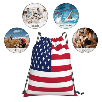 American Flag Drawstring Bag Sport Gym Backpack Beach Travel Sack Draw String Yoga Bag For Men Women - color: American Flag