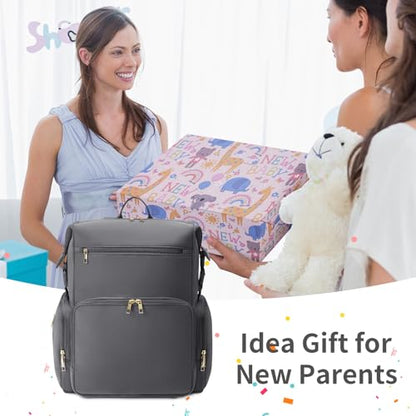 CEI-CEI Neoprene Diaper Bag Backpack Large Newborn Baby Maternity Bags Waterproof Travel Backpack for Mom Dad with Insulated Pockets,Changing Pad - color: Grey