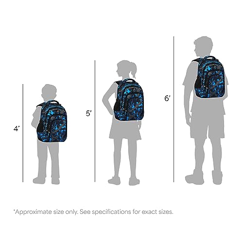 MYGOO Boys School Backpack Archibald Camo Blue Bookbag for Elementary Middle School Ages 5-12, 17 inch Large Capacity 24L Kids Student Travel Bags - color: Archibald Camo Blue
