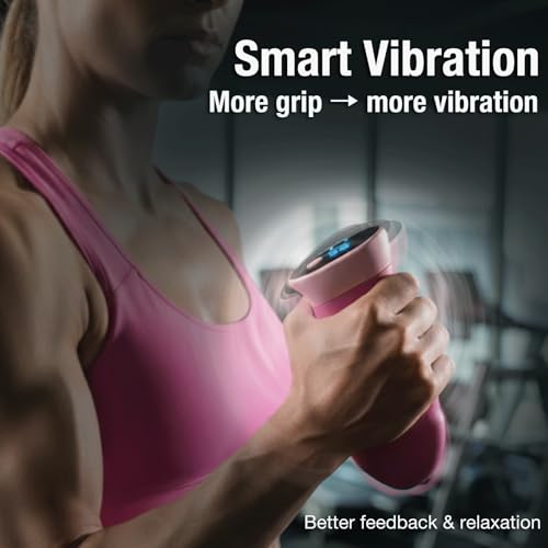 Digital Grip Strength Trainer, 0–440 lb Hand Gripper Strengthener with Real-Time Display (No Sound), 2 Modes: Test & Smart Vibration, Ergonomic Hand Grip & Forearm Strengthener, USB-C Rechargeable Hand Exerciser - color: Pink