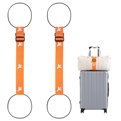 2 Pack Luggage Connector Straps for Suitcases 25 Colors, Adjustable Elastic Travel Bag Strap with Dual Stability Design, Add-a-Bag Hands-Free Luggage Belt, Fits Most Carry-On & Checked Luggage - color: Boho Blue