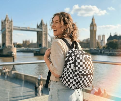 Pealwel Mini Backpack Purse for Women,Small Nylon backpacks for Ladies Backpacks Women Anti Theft Travel Bag (White&Black) - color: White&black