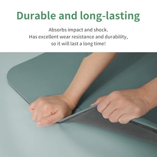 PAIDU Yoga Mat Non Slip Anti-tear,extra thick-2/5 inch（10MM）High Resiliency Professional POE Yoga Mats for Women Men Kids,72"x24"inch,Workout, Yoga, Pilates and Floor Exercise, with Carrier Strap - color: Deep green+Gray.